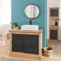 Made in Meubles Meuble Sous Vasque<Petit meuble sous vasque en bois de manguier Sahara