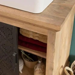Made in Meubles Meuble Sous Vasque<Petit meuble sous vasque en bois de manguier Sahara