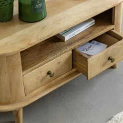 Made in Meubles Meuble Tv<Petit meuble TV arrondi en bois de manguier Maëva