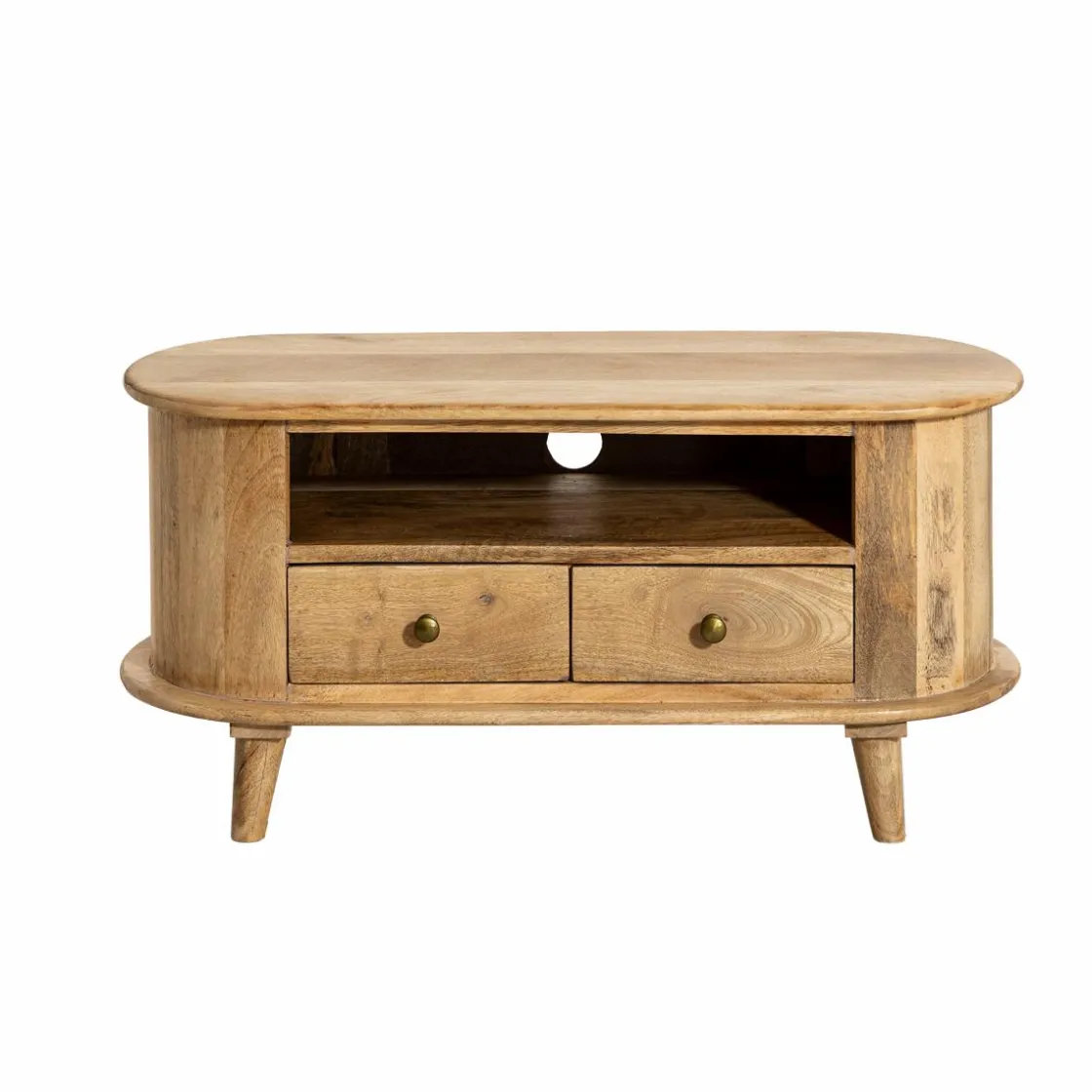 Made in Meubles Meuble Tv<Petit meuble TV arrondi en bois de manguier Maëva