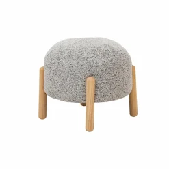 Made in Meubles Tabouret<Petit tabouret en tissu bouclette gris Nério