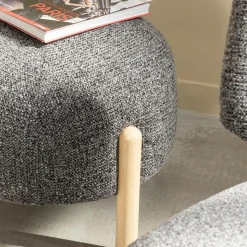 Made in Meubles Tabouret<Petit tabouret en tissu bouclette gris foncé Nério