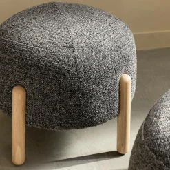 Made in Meubles Tabouret<Petit tabouret en tissu bouclette gris foncé Nério