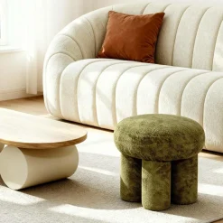 Made in Meubles Tabouret<Petit tabouret en tissu kaki Toby