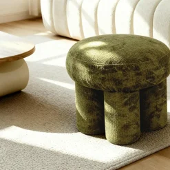 Made in Meubles Tabouret<Petit tabouret en tissu kaki Toby