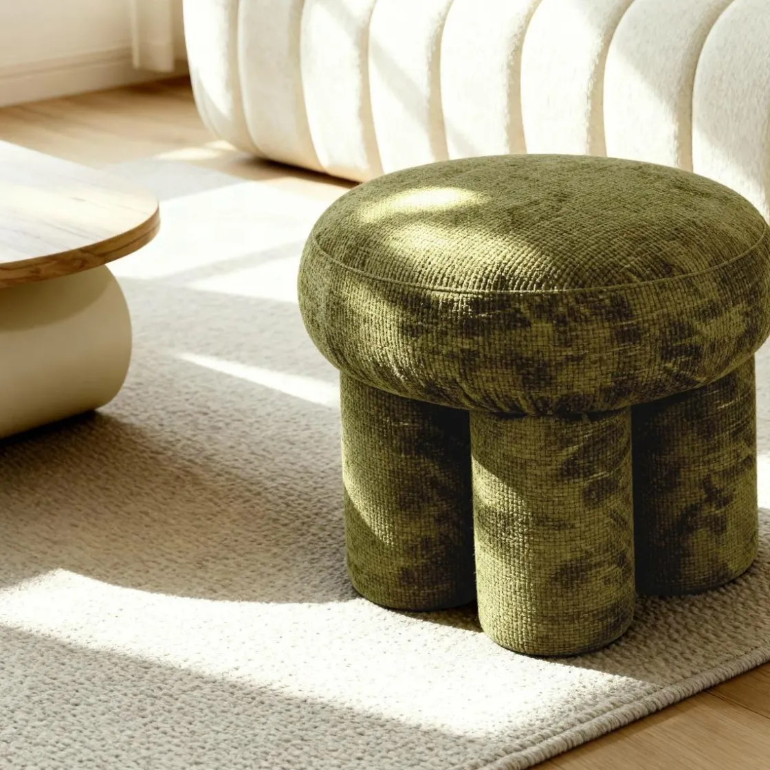 Made in Meubles Tabouret<Petit tabouret en tissu kaki Toby