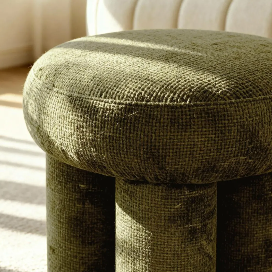 Made in Meubles Tabouret<Petit tabouret en tissu kaki Toby