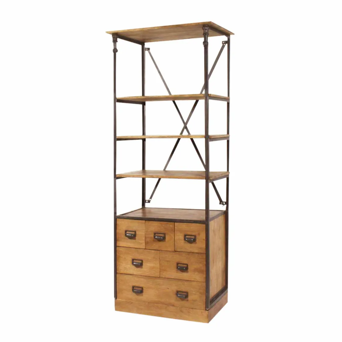 Made in Meubles Bibliothèque<Petite bibliothèque en métal et bois de manguier Marcel