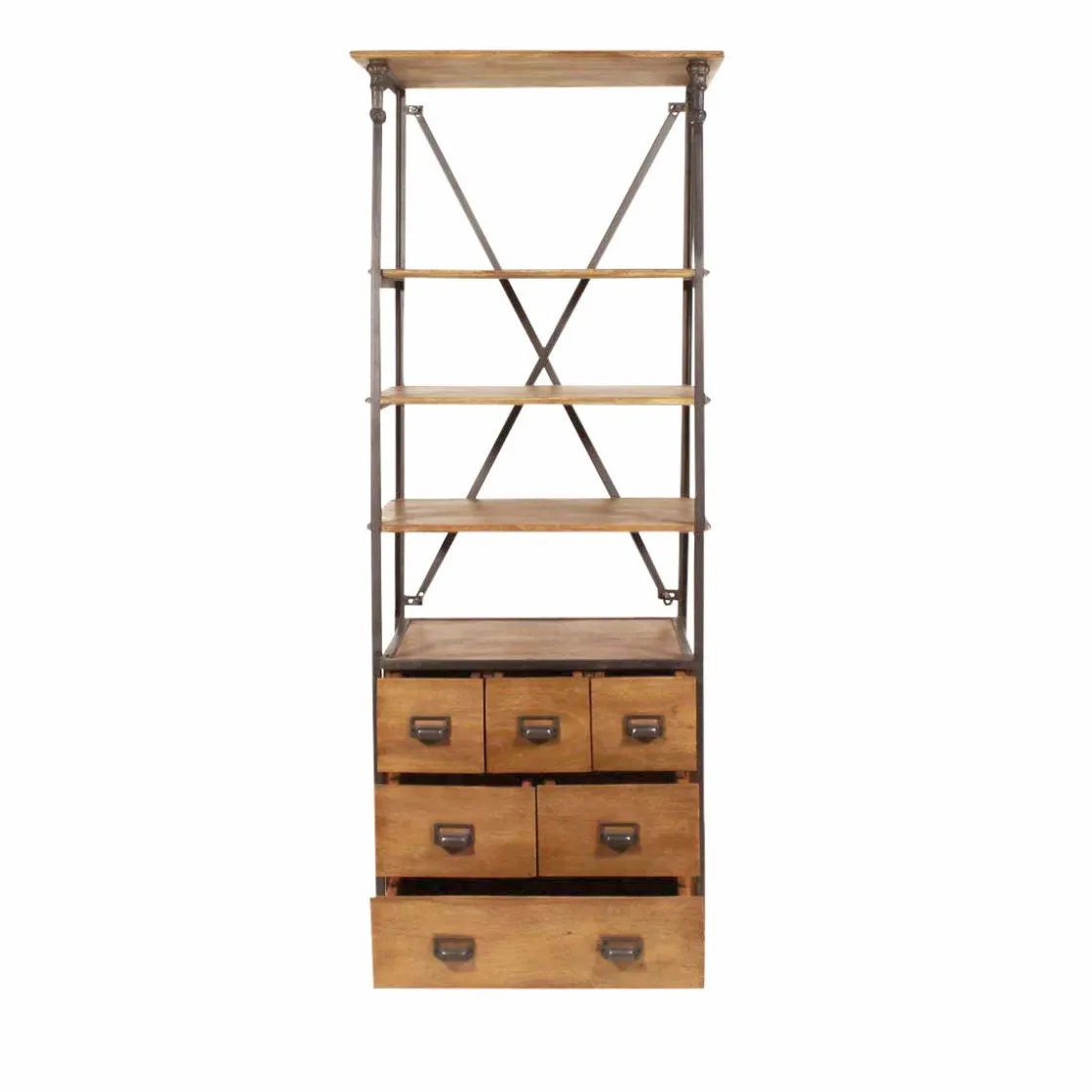 Made in Meubles Bibliothèque<Petite bibliothèque en métal et bois de manguier Marcel