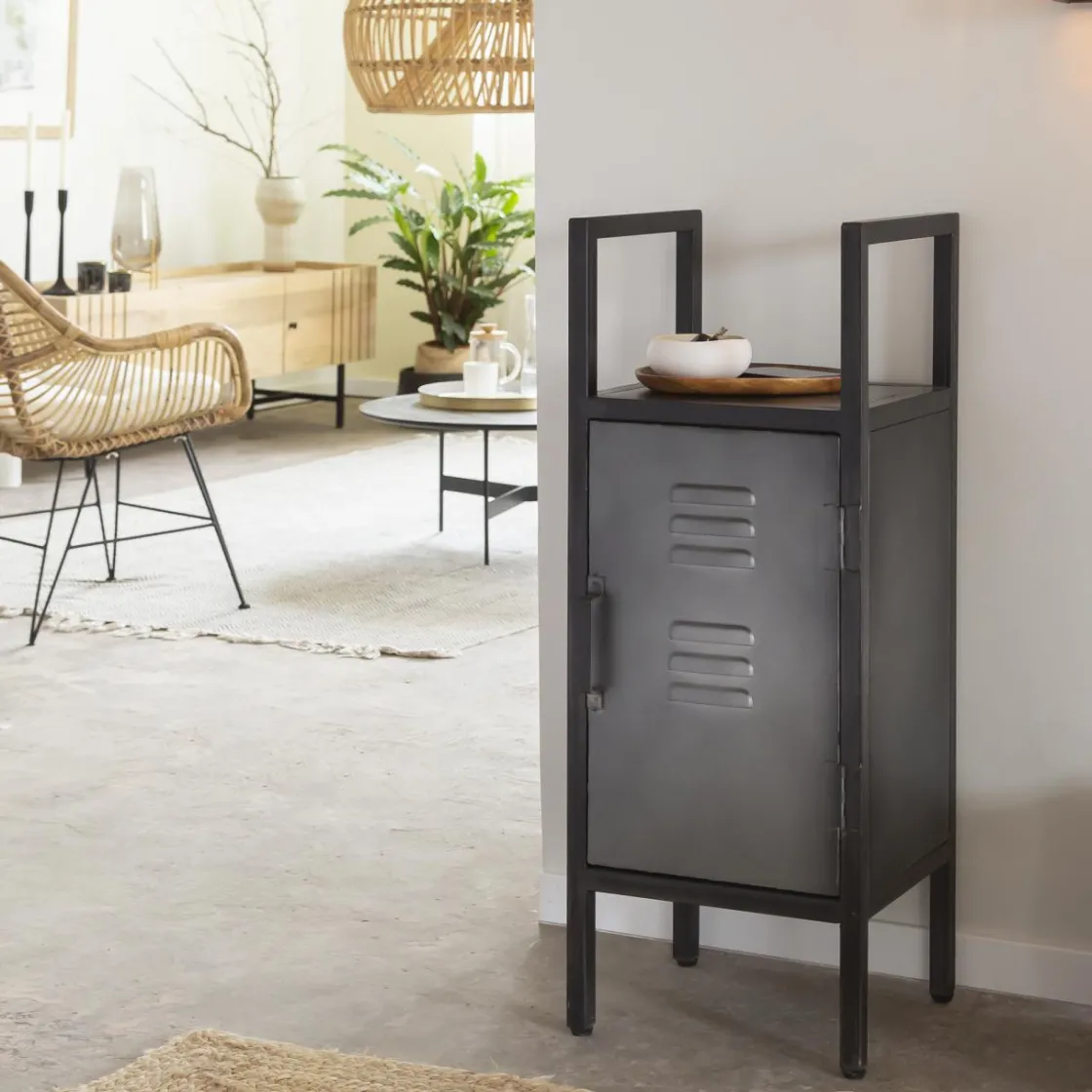 Made in Meubles Colonne|Meuble De Rangement<Petite colonne en métal noir Abel