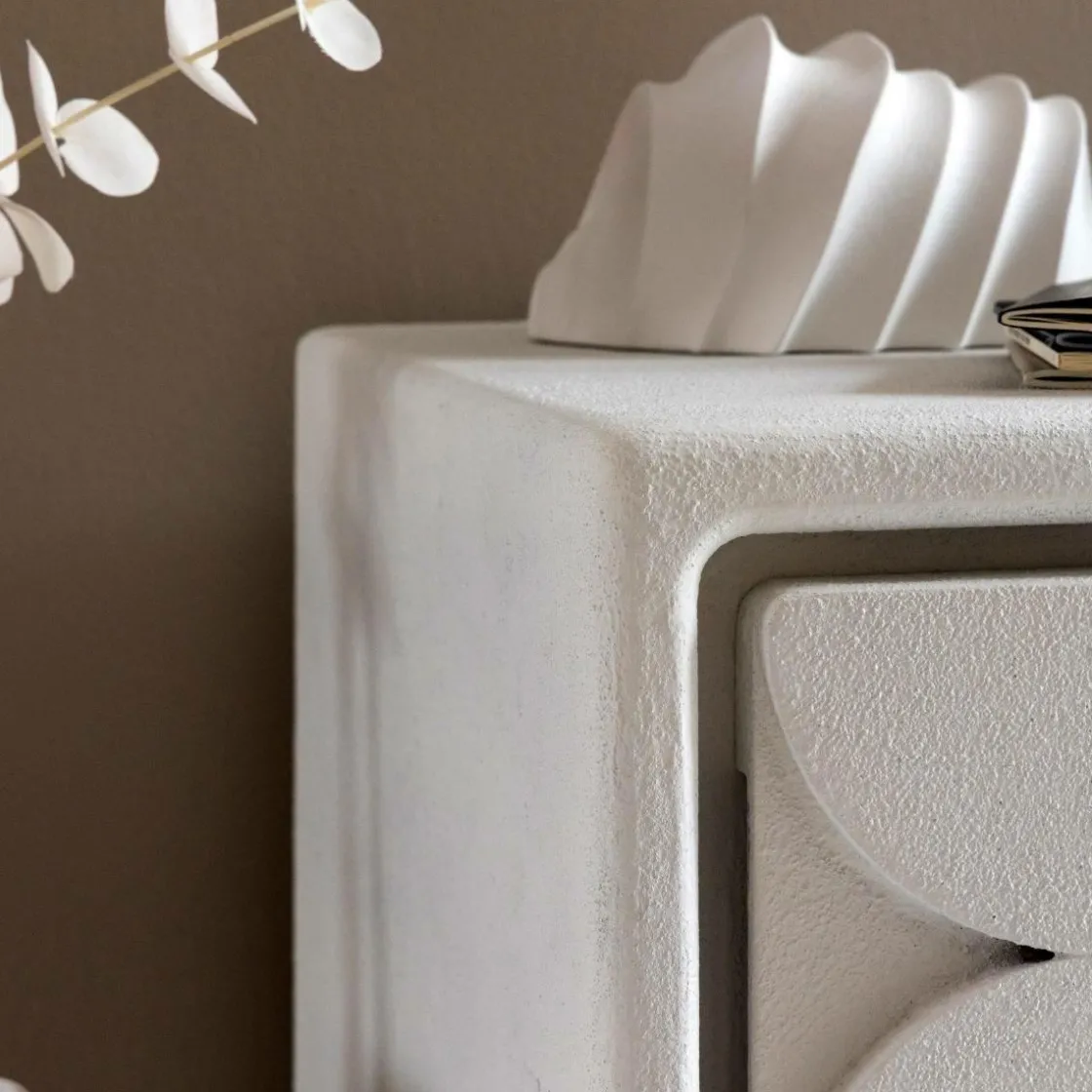 Made in Meubles Commode<Petite commode 3 portes bois effet béton blanc Danaé