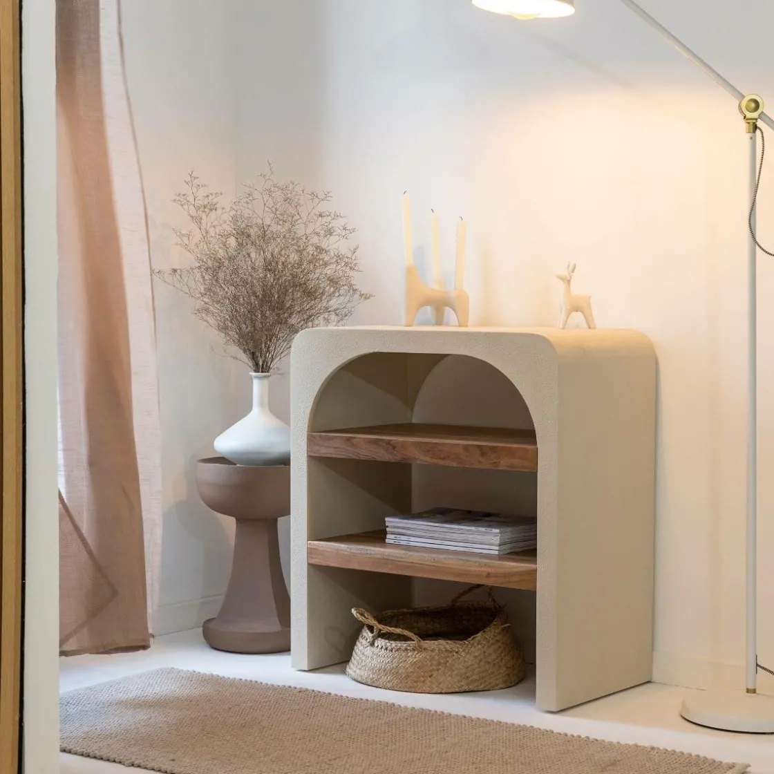 Made in Meubles Table Console<Petite console en bois effet béton et bois d'acacia Dalva