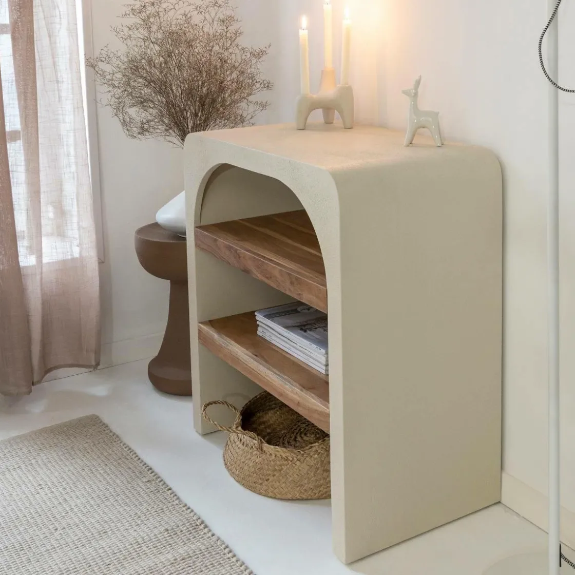 Made in Meubles Table Console<Petite console en bois effet béton et bois d'acacia Dalva