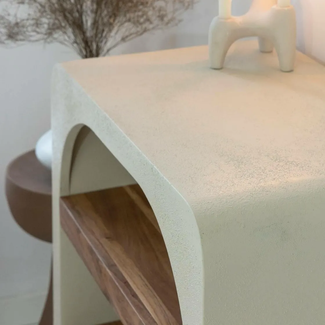 Made in Meubles Table Console<Petite console en bois effet béton et bois d'acacia Dalva