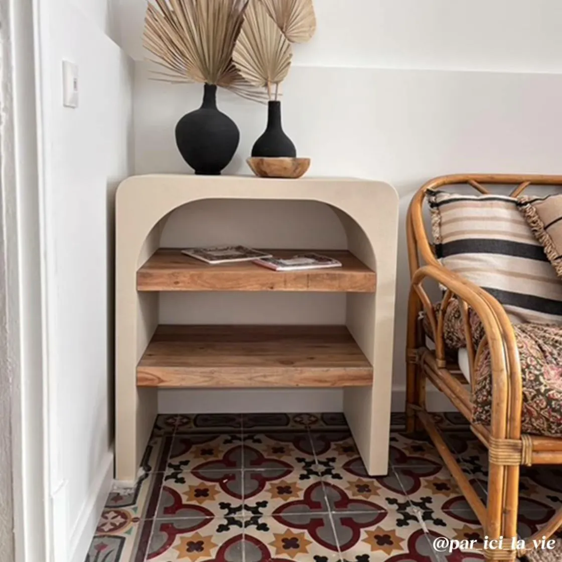Made in Meubles Table Console<Petite console en bois effet béton et bois d'acacia Dalva