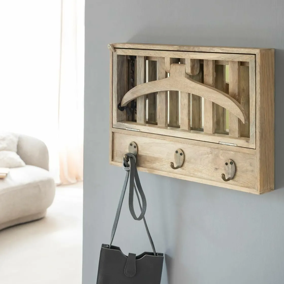 Made in Meubles Etagère|Portant & Porte-Manteau<Porte-manteau en bois de manguier avec miroir Marley