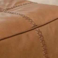 Made in Meubles Fauteuil<Pouf en cuir 1 place marron Gaetan