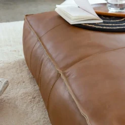 Made in Meubles Banc<Pouf en cuir grand modèle Mina