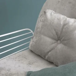 Made in Meubles Fauteuil<Rocking chair en métal blanc tissu gris Ethan