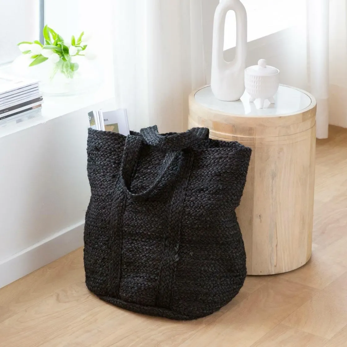 Made in Meubles Décoration<Sac à buches noir Marlon