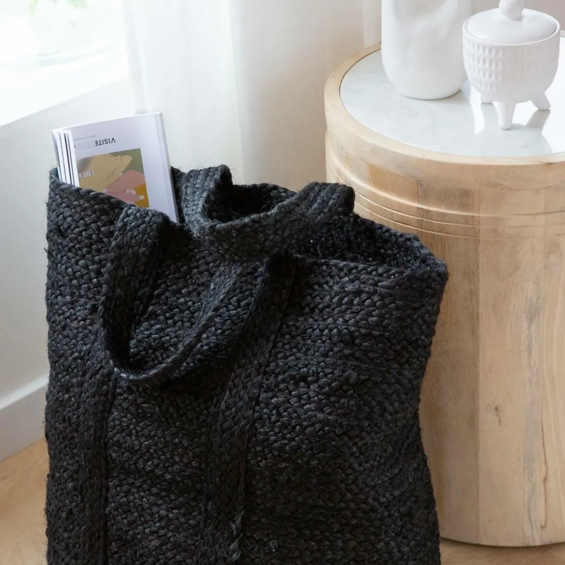 Made in Meubles Décoration<Sac à buches noir Marlon