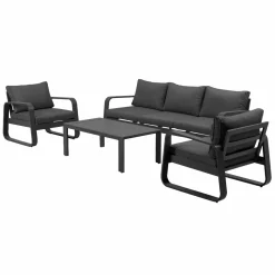 Made in Meubles Salon De Jardin<Salon de jardin 5 places gris foncé Auguste