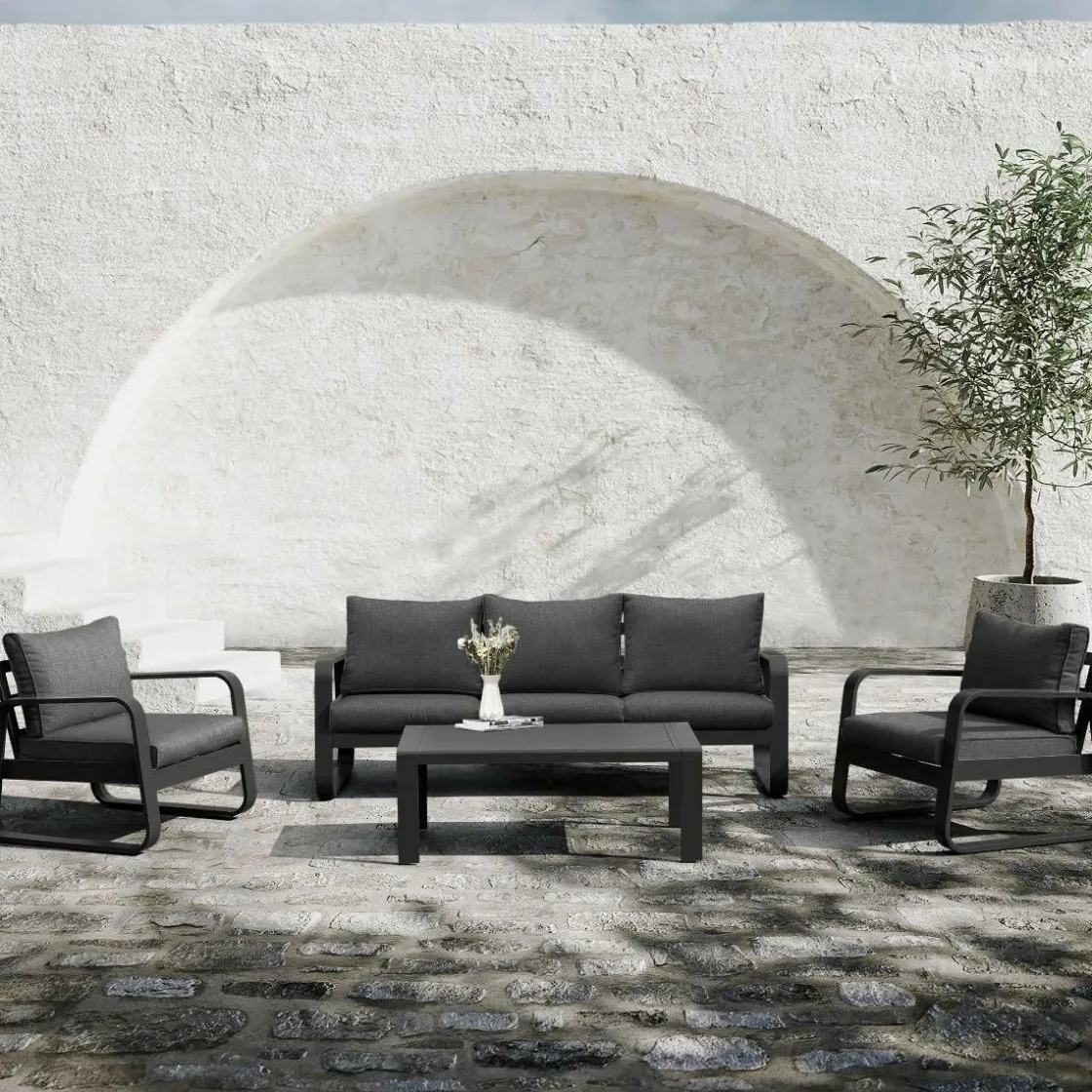 Made in Meubles Salon De Jardin<Salon de jardin 5 places gris foncé Auguste