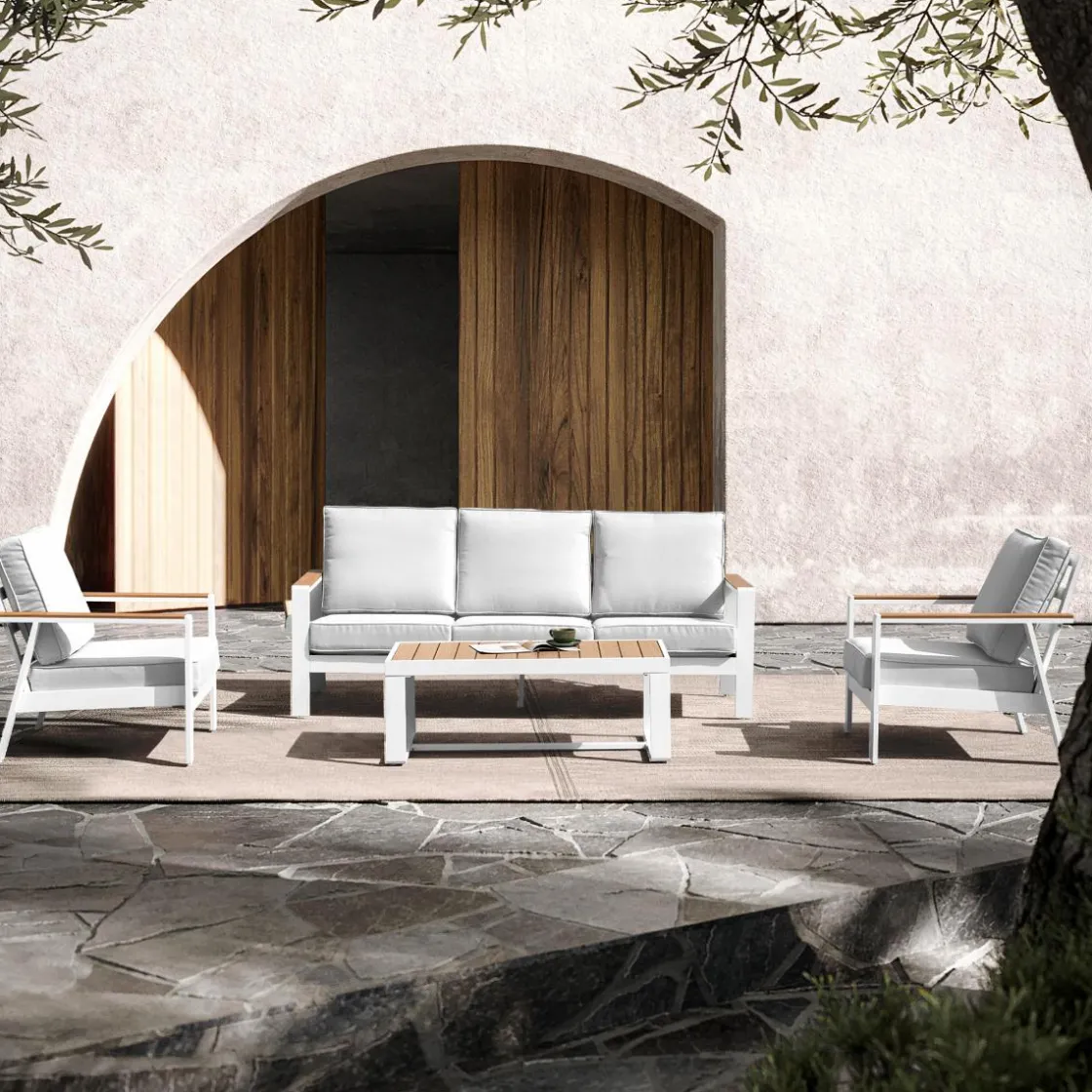 Made in Meubles Salon De Jardin<Salon de jardin crème 5 places Orion