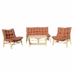 Made in Meubles Salon De Jardin<Salon de jardin en rotin avec coussins terracotta Rattan