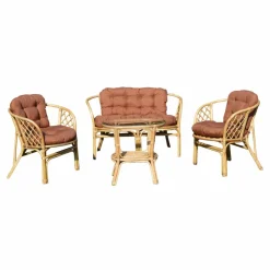 Made in Meubles Salon De Jardin<Salon de jardin en rotin terracotta 4 places Rattan