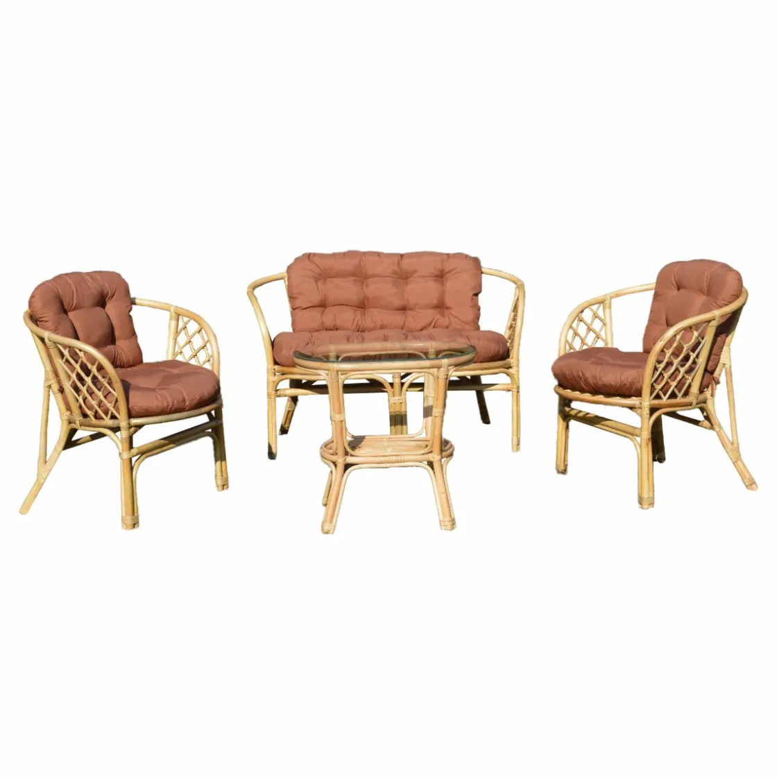 Made in Meubles Salon De Jardin<Salon de jardin en rotin terracotta 4 places Rattan