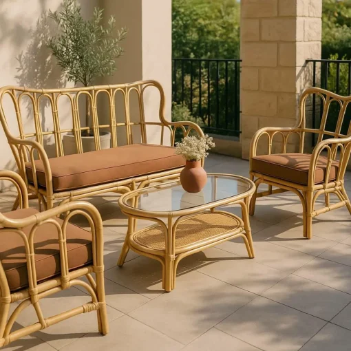 Made in Meubles Salon De Jardin<Salon de jardin en rotin terracotta Rattan