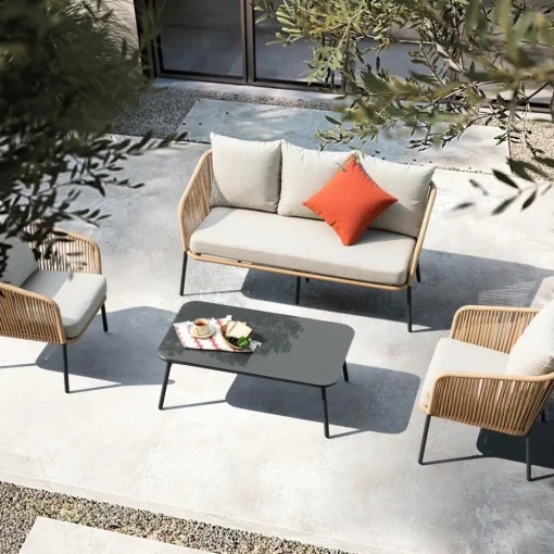 Made in Meubles Salon De Jardin<Salon de jardin gris à cordes 5 places Sayen