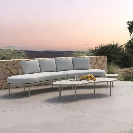 Made in Meubles Salon De Jardin<Salon de jardin haricot en aluminium taupe Zion