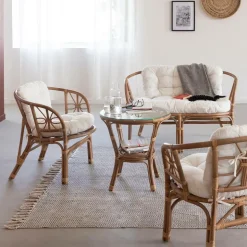 Made in Meubles Canapé<Salon en rotin 4 places Rattan