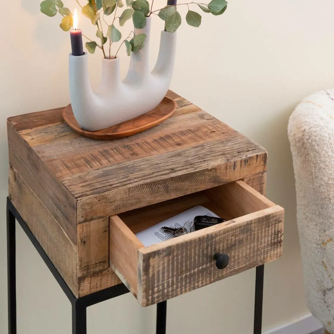 Made in Meubles Bout De Canapé & Sellette<Sellette en bois recyclé et métal Vicky