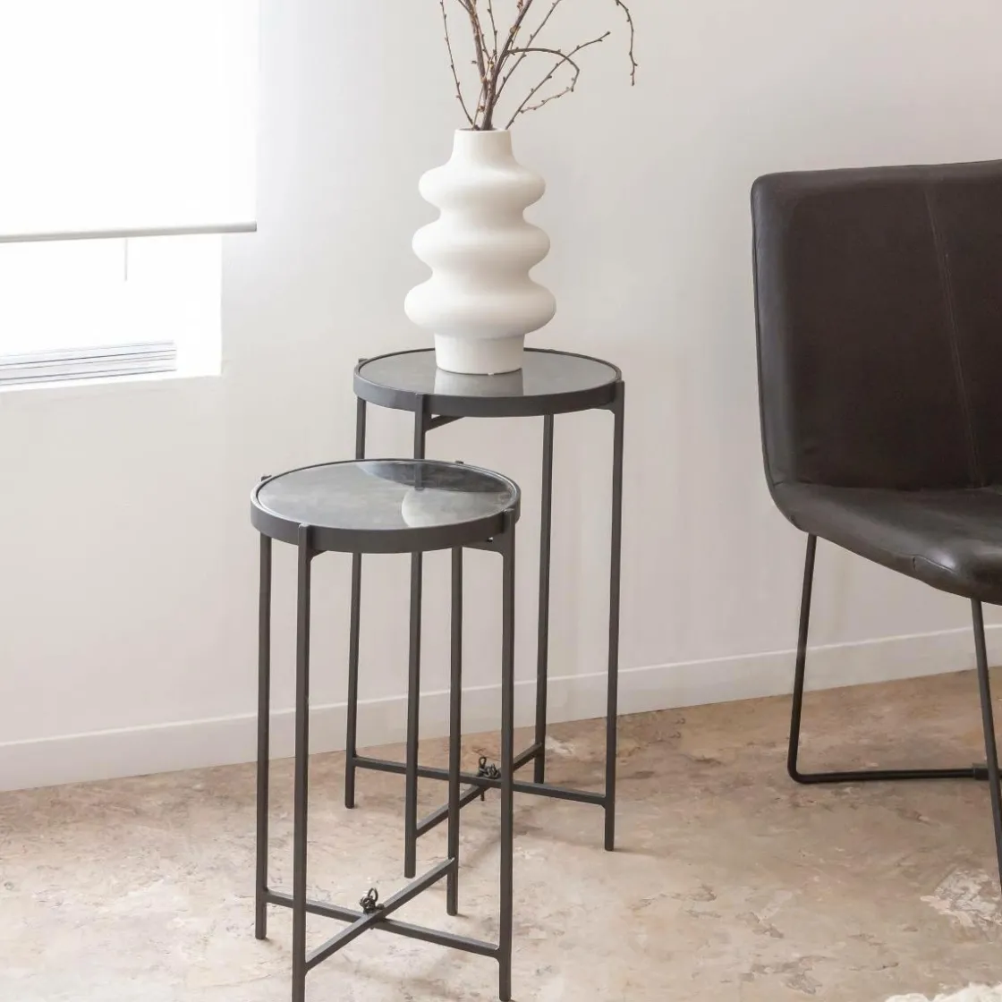 Made in Meubles Table Gigogne|Bout De Canapé & Sellette<Sellette gigogne en métal et en verre Florian