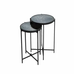 Made in Meubles Table Gigogne|Bout De Canapé & Sellette<Sellette gigogne en métal et en verre Florian