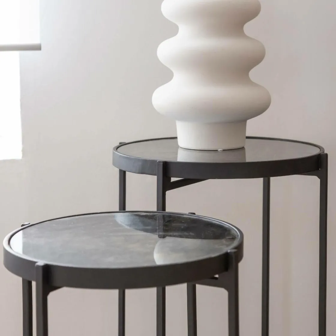 Made in Meubles Table Gigogne|Bout De Canapé & Sellette<Sellette gigogne en métal et en verre Florian