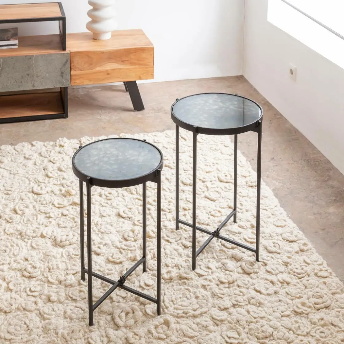 Made in Meubles Table Gigogne|Bout De Canapé & Sellette<Sellette gigogne en métal et en verre Florian