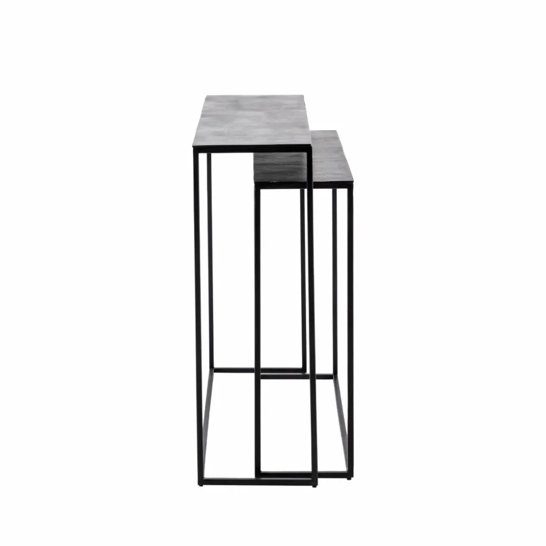 Made in Meubles Table Console<Set de deux consoles en aluminium et métal noir Linda