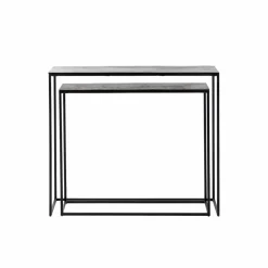 Made in Meubles Table Console<Set de deux consoles en aluminium et métal noir Linda