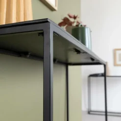 Made in Meubles Table Console<Set de deux consoles en aluminium et métal noir Linda