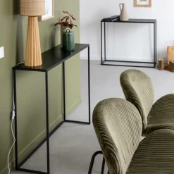 Made in Meubles Table Console<Set de deux consoles en aluminium et métal noir Linda