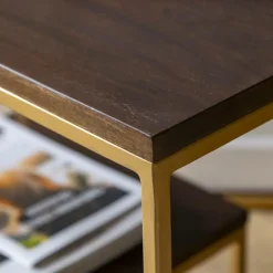 Made in Meubles Table Console<Set de deux consoles en bois de manguier et métal Léon