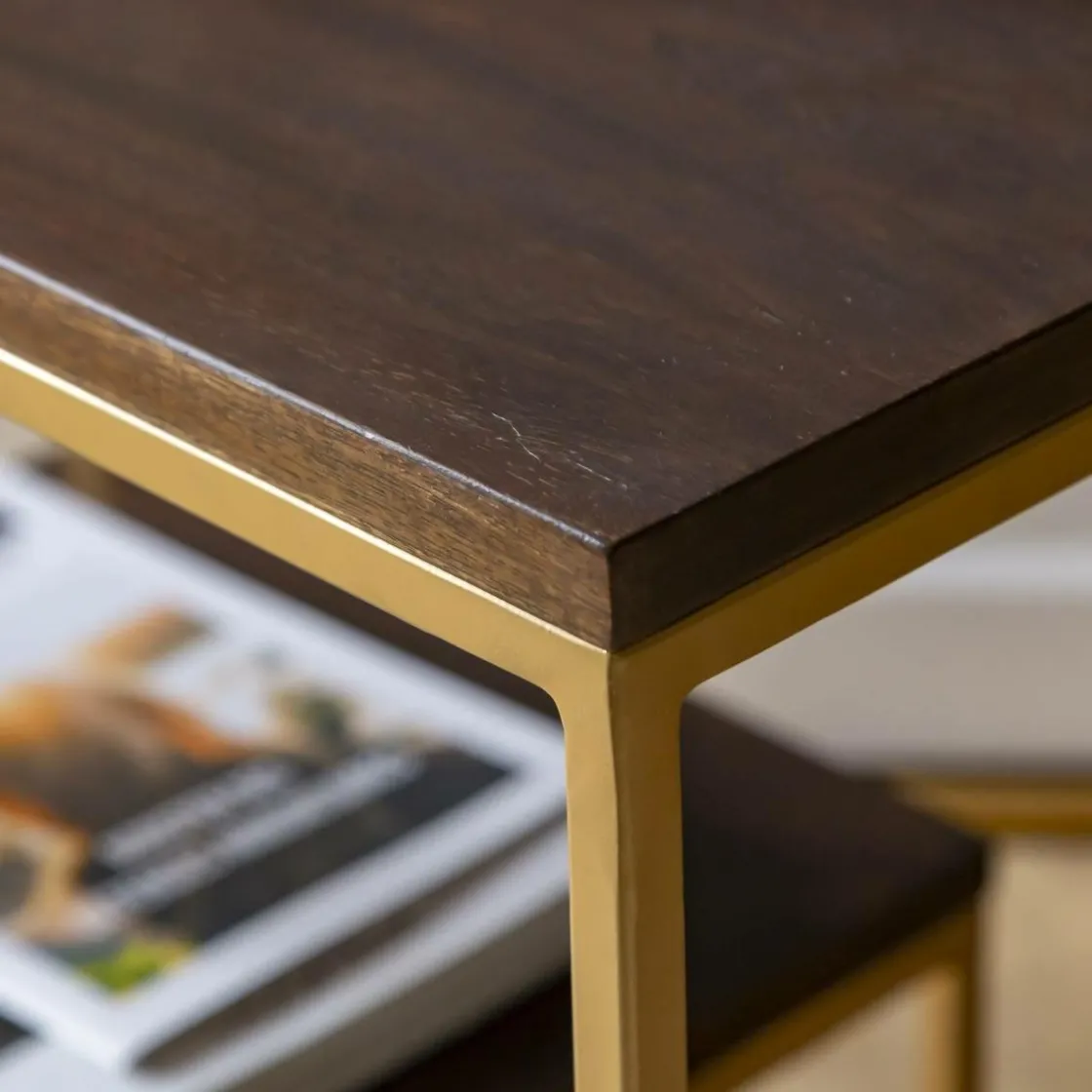 Made in Meubles Table Console<Set de deux consoles en bois de manguier et métal Léon