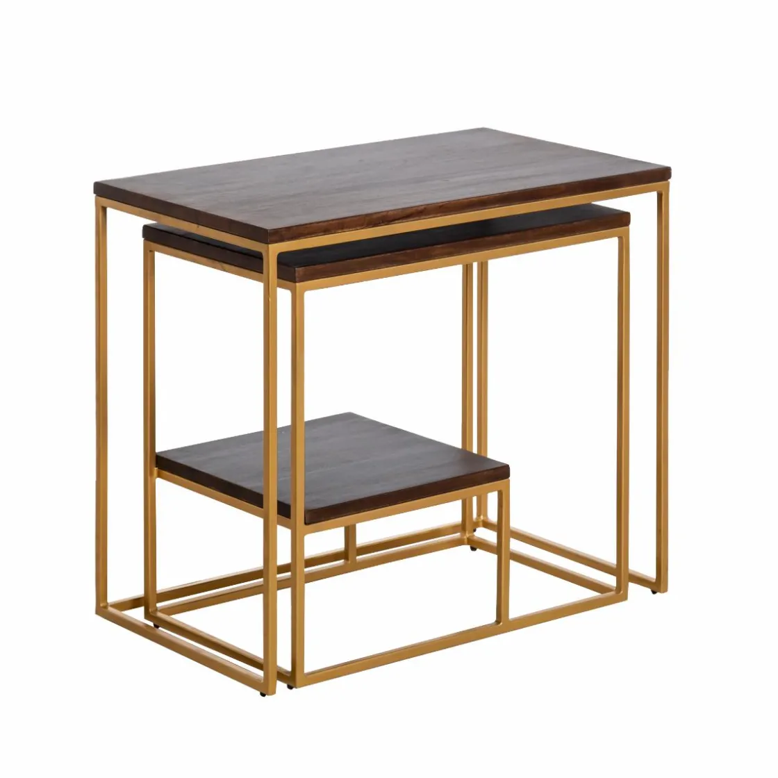 Made in Meubles Table Console<Set de deux consoles en bois de manguier et métal Léon