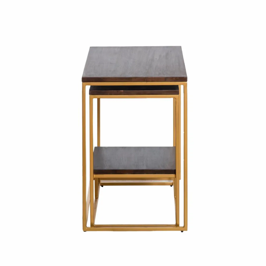 Made in Meubles Table Console<Set de deux consoles en bois de manguier et métal Léon