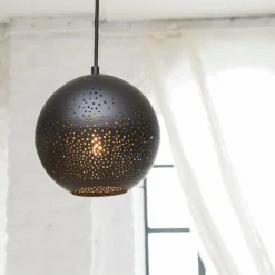 Made in Meubles Suspension<Suspension ajourée en métal noir Félix