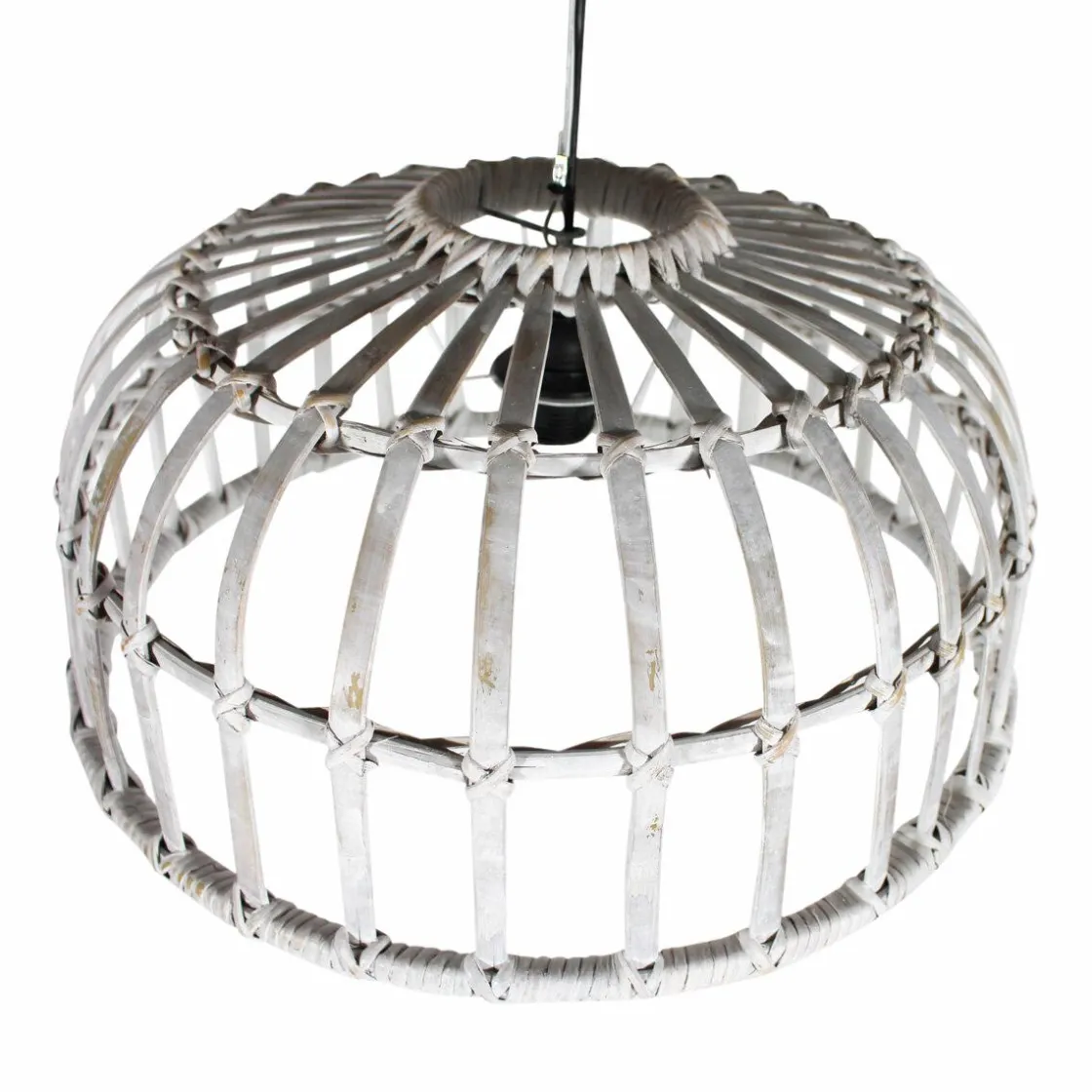 Made in Meubles Suspension<Suspension blanche en bambou Rattan